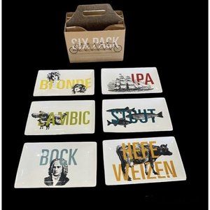 Crate and Barrel Appetizer Plates Craft Beer Bar  Set of 6 used only once!